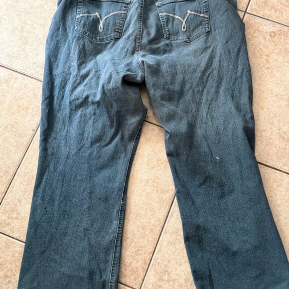 JMS Stretch Bootleg Denim - Size 18W Short Medium Blue Wash - Picture 2 of 3